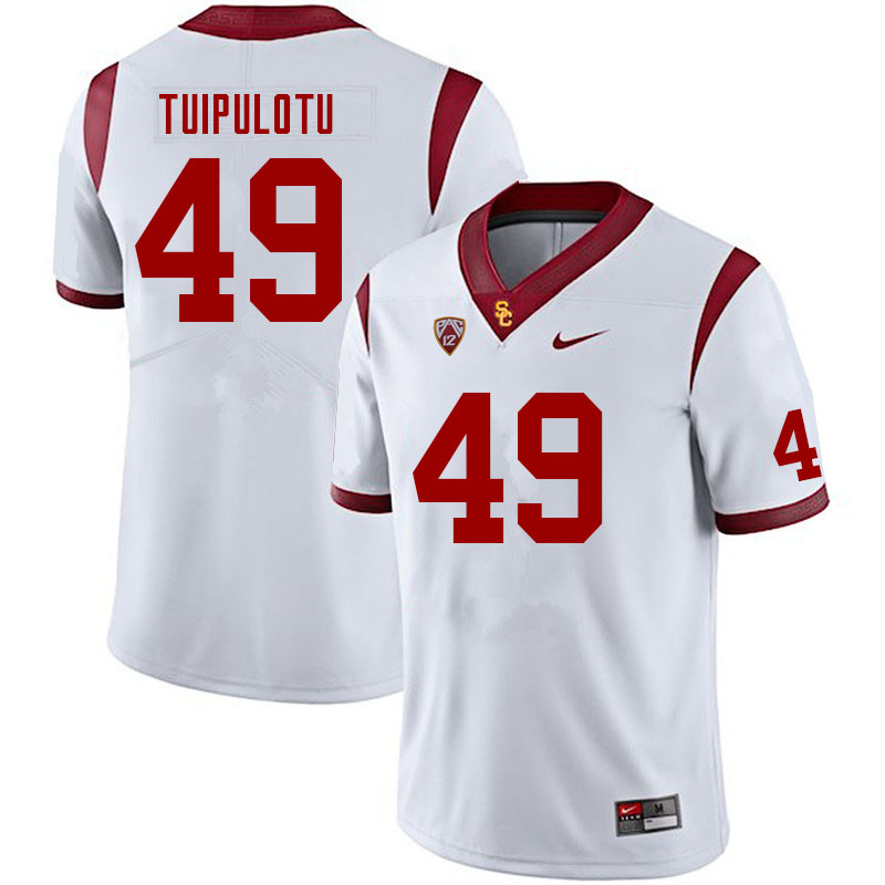 Men #49 Tuli Tuipulotu USC Trojans College Football Jerseys Sale-White - Click Image to Close
